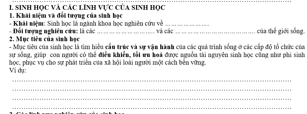 Vở ghi Bài 1- Sinh 10 - Kết nối
